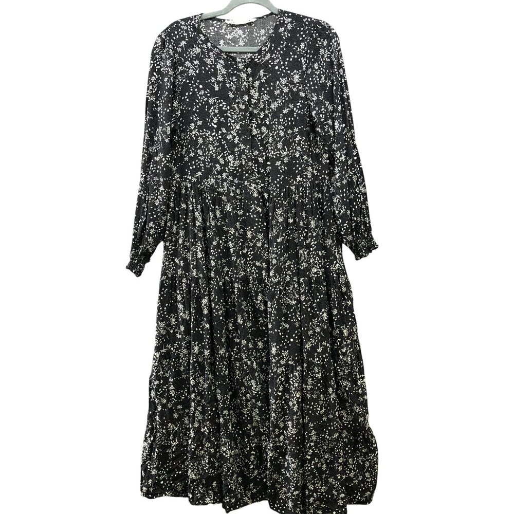 Zara Black and White Floral Maxi Dress